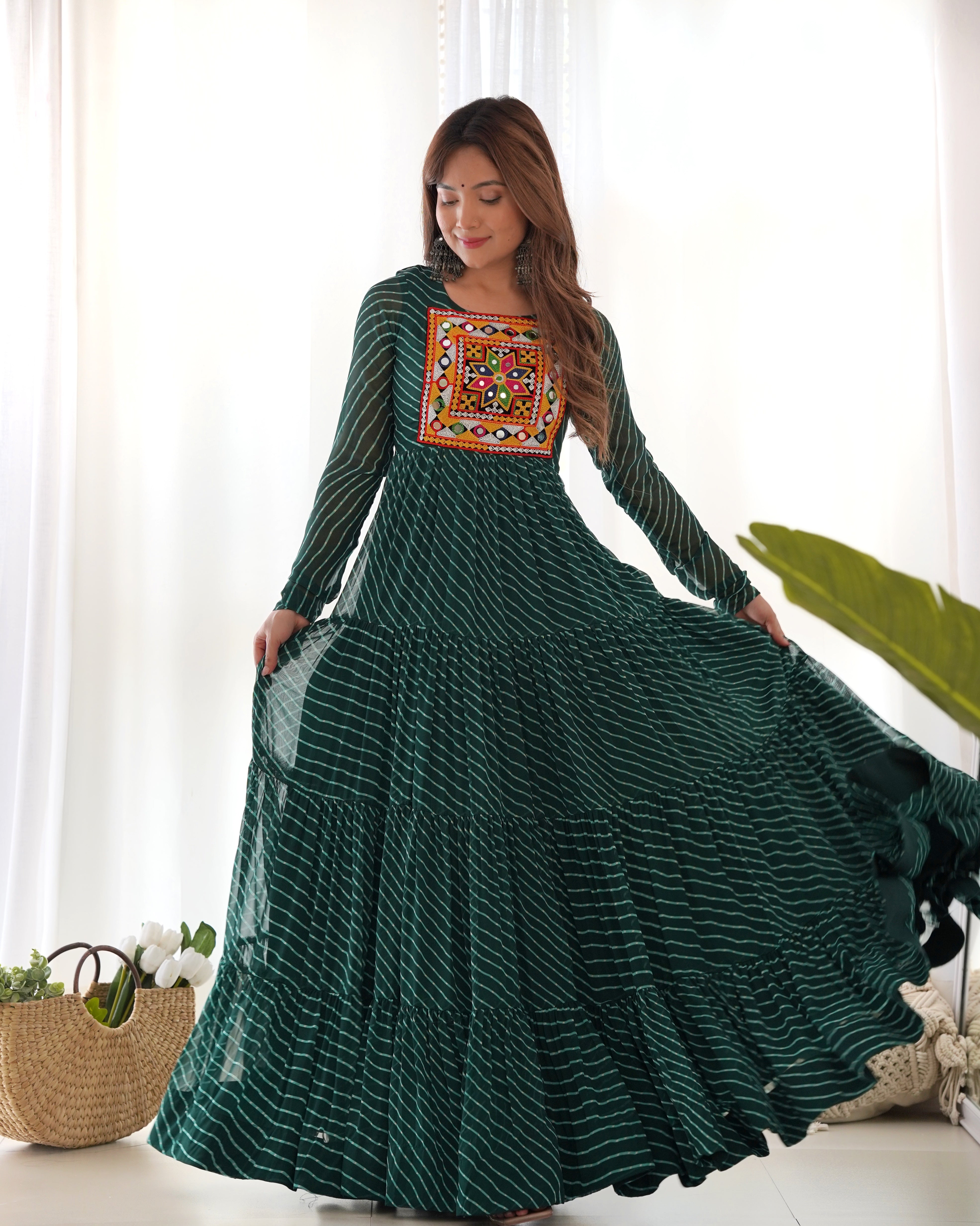 leheriya dress design Buy Leheriya Printed Georgette Anarkali Suit in Multicolor Online : KJZ148