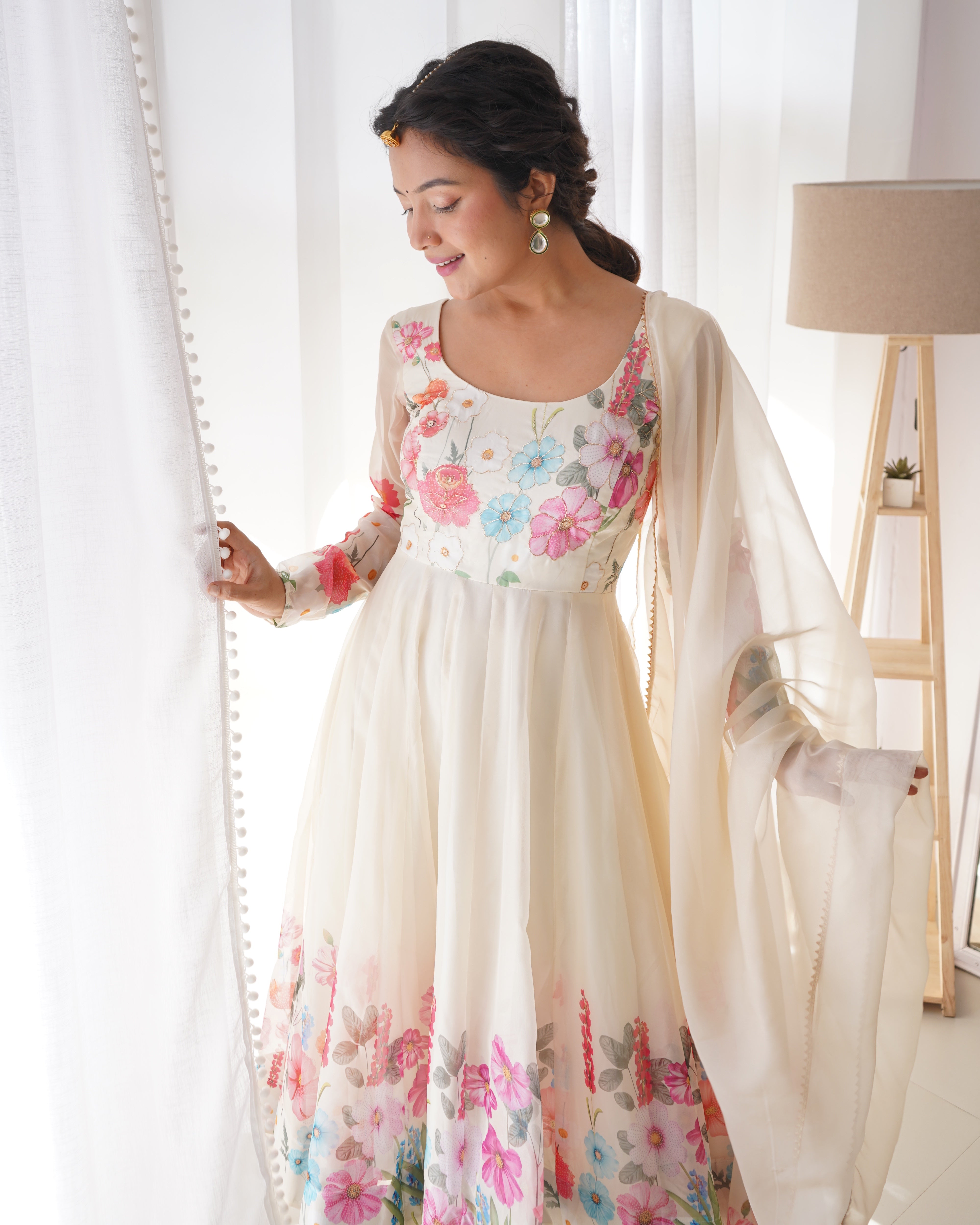 Lovely Liril and Colorful Lightweight Stylish Anarkali Suit with Dupatta Set for Upcoming Festivities and Weddings