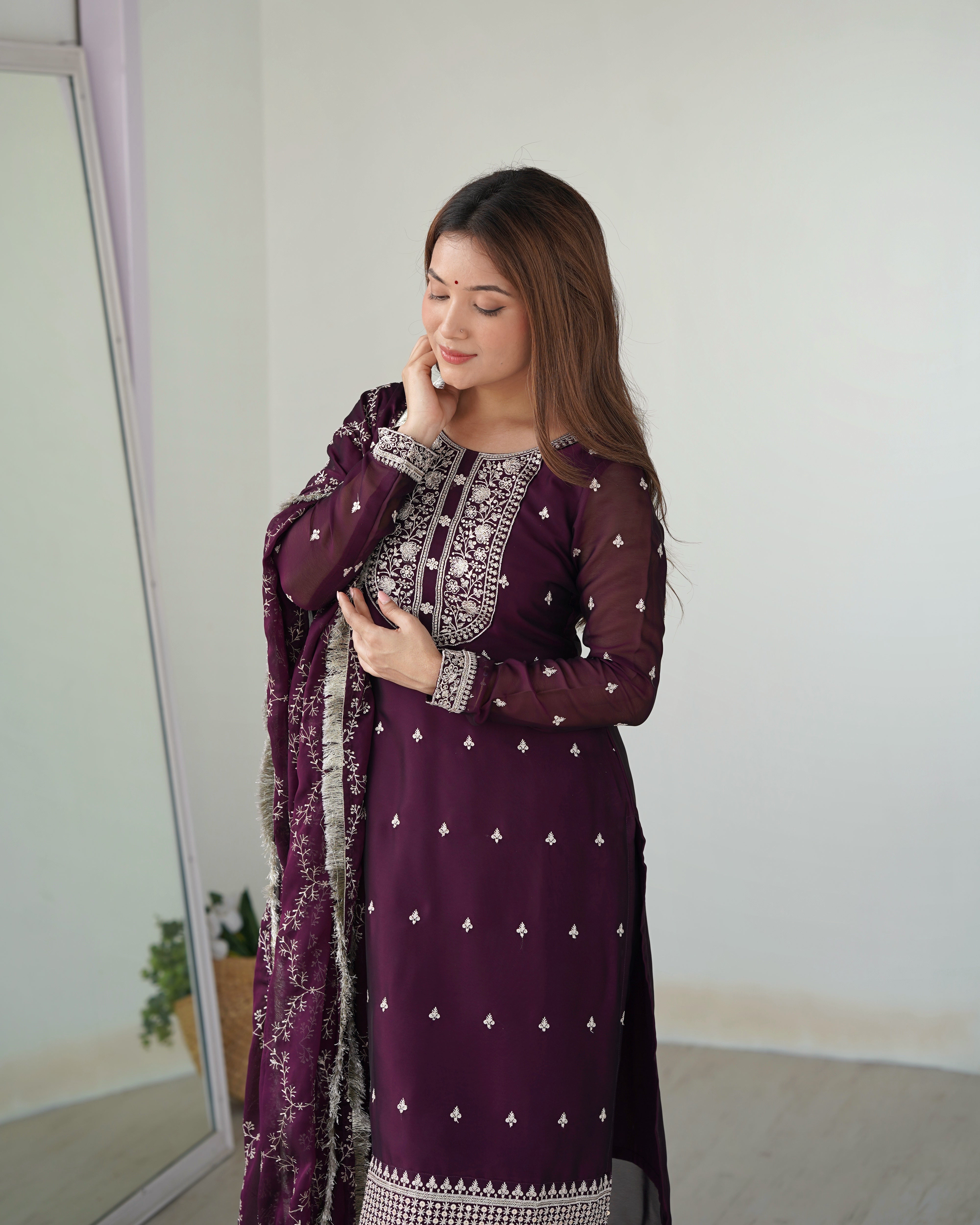 Stylish Ethnic Look Straight Fit Kurta with Dupatta Set in Rangoli Silk Fabric Perfect For Upcoming Festival and Weddings