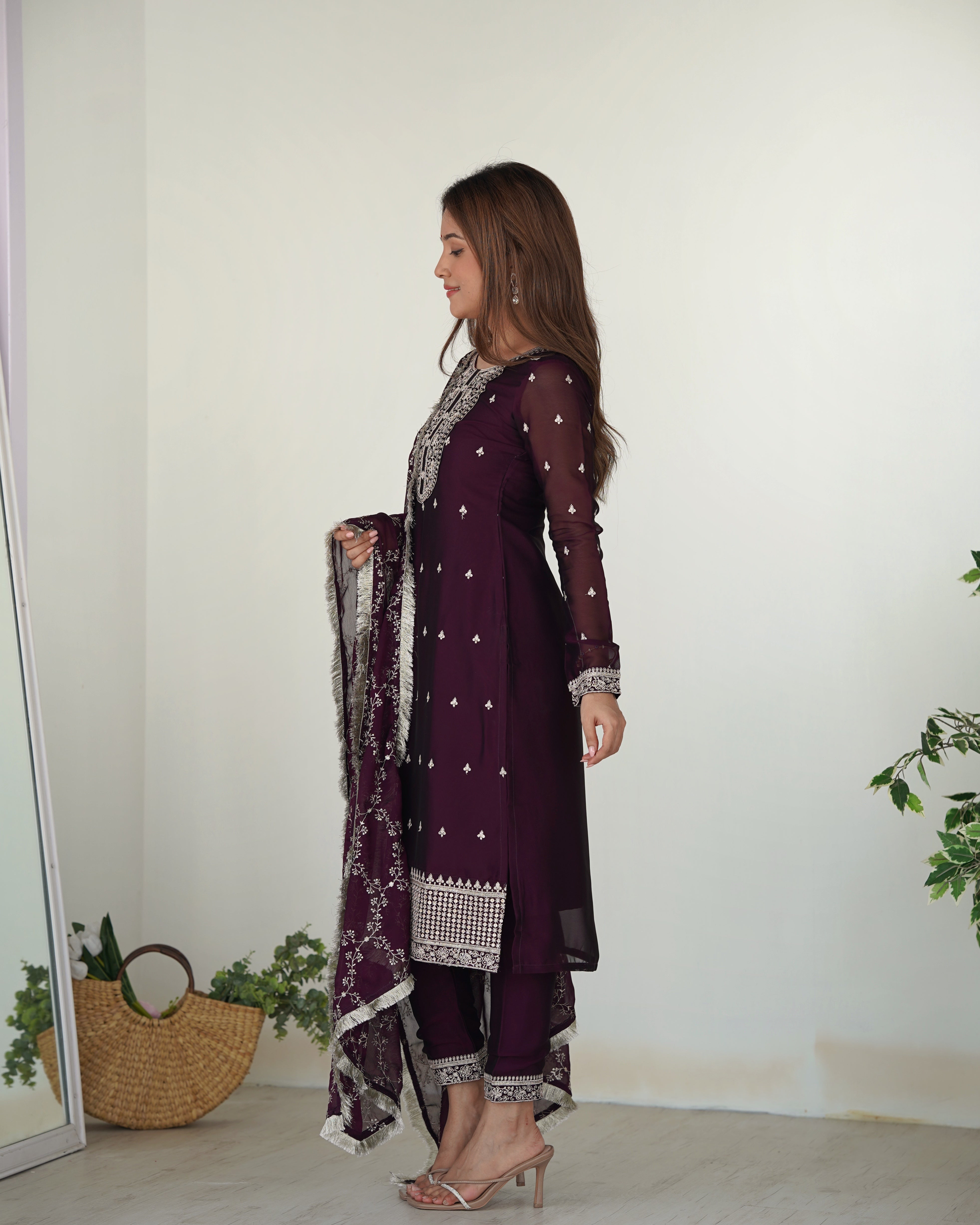 Stylish Ethnic Look Straight Fit Kurta with Dupatta Set in Rangoli Silk Fabric Perfect For Upcoming Festival and Weddings