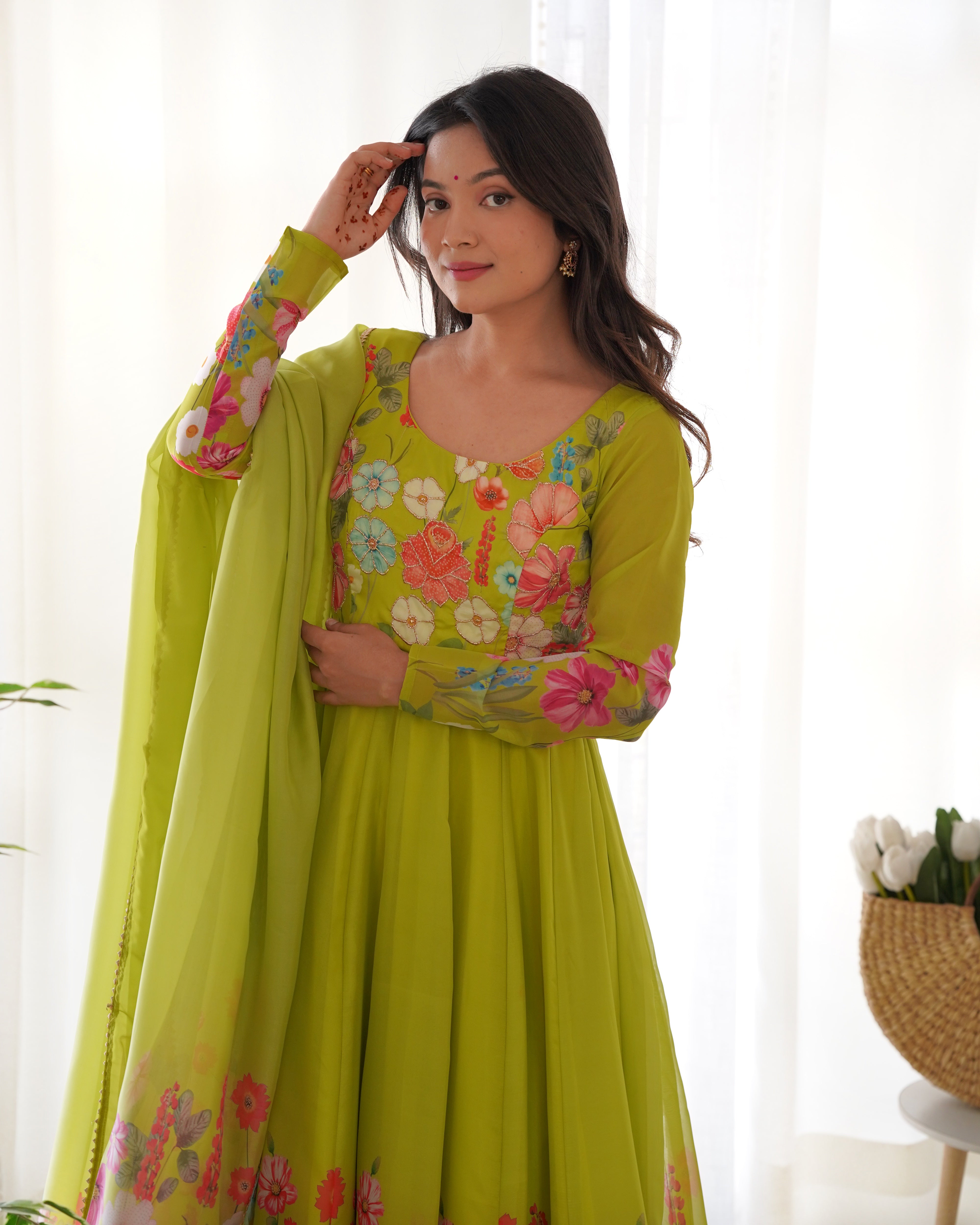 Lovely Liril and Colorful Lightweight Stylish Anarkali Suit with Dupatta Set for Upcoming Festivities and Weddings