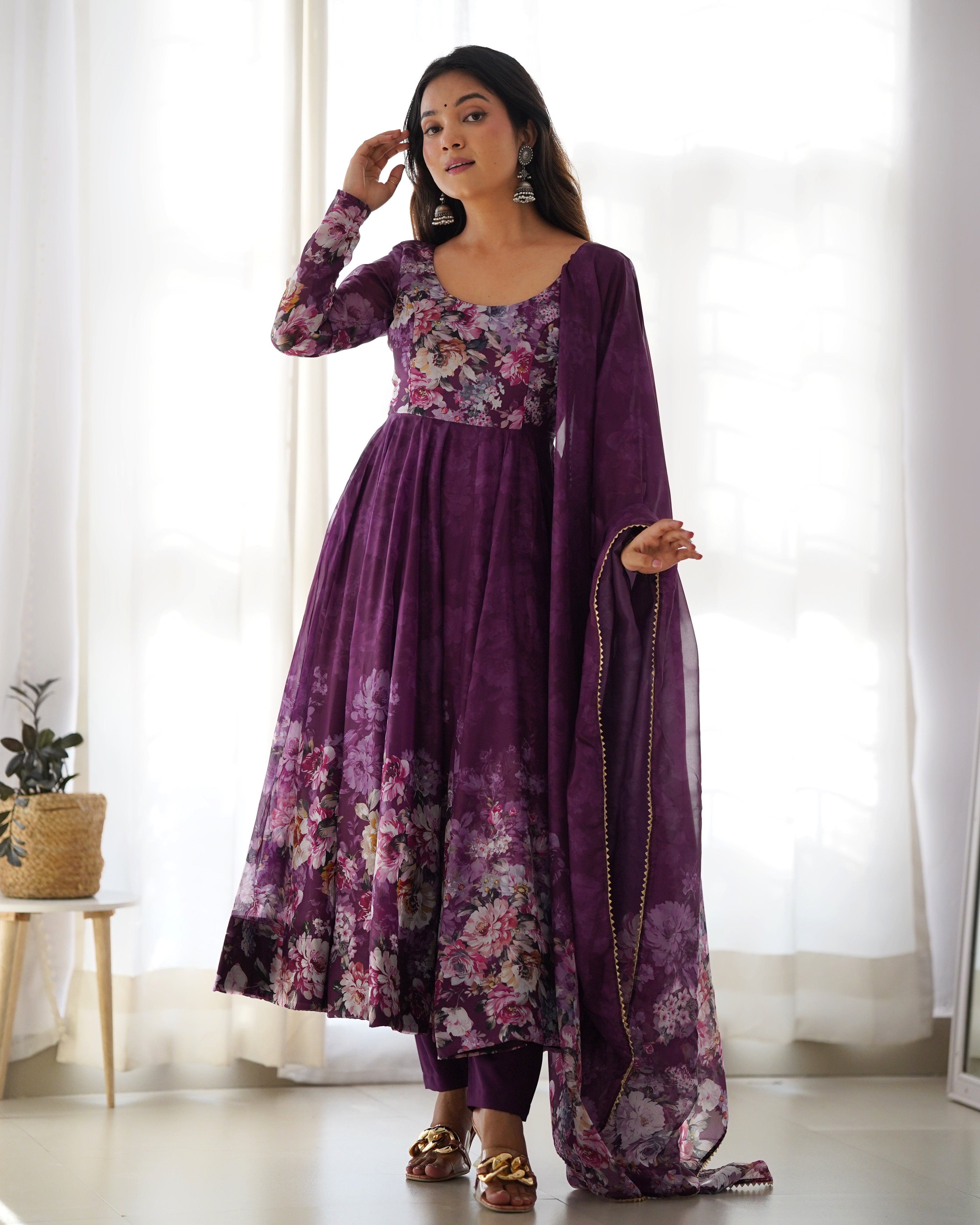 Colorful Lightweight Stylish Anarkali Suit with Dupatta Set for Upcoming Party and Weddings