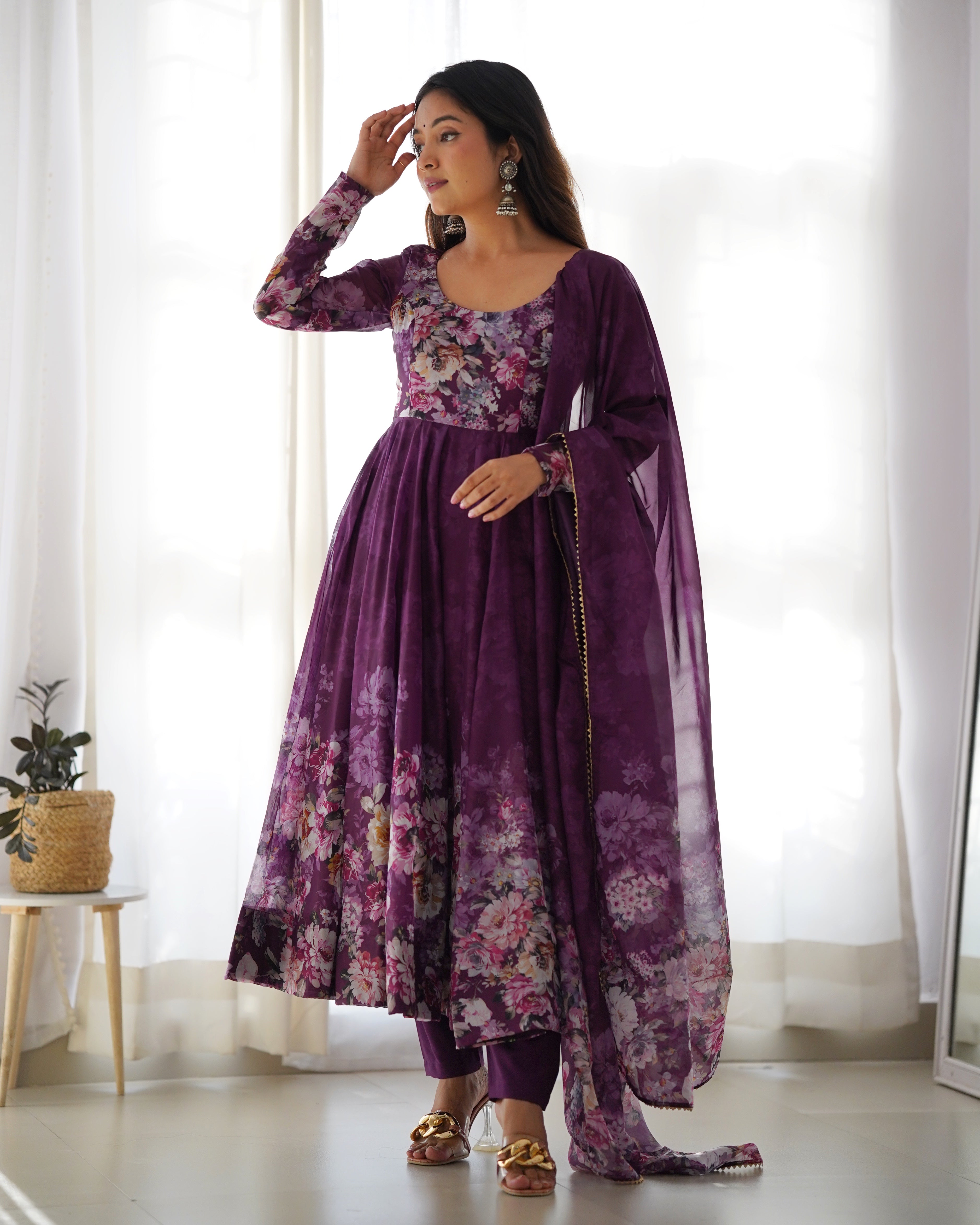 Colorful Lightweight Stylish Anarkali Suit with Dupatta Set for Upcoming Party and Weddings