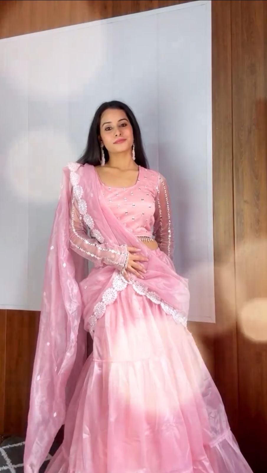 Shop Elegant Pink Half Saree for Weddings and lehenga saree Receptions