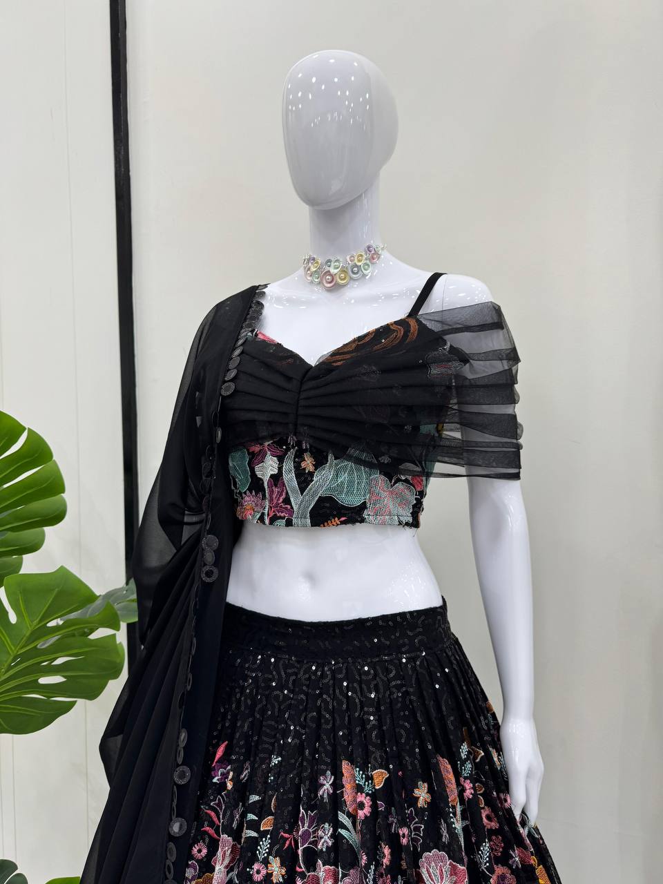 Black Georgette Lehenga Choli for Women – Ideal for Weddings and Festivals