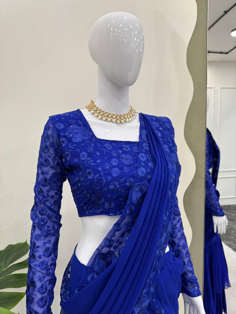 Shop Elegant Blue Half Saree for Weddings and lehenga saree for party and functions