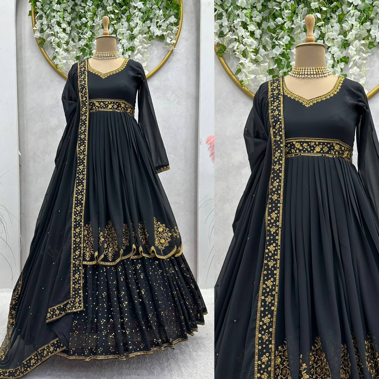 Beauty Black Royal Look Anarkali Style Based in Soft Georgette Fabric Designer Suit