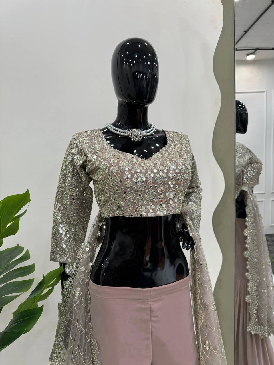 Classic Sharara Style with Blouse and Duppatta Set in Soft Georgette Fabric Designer Outfit