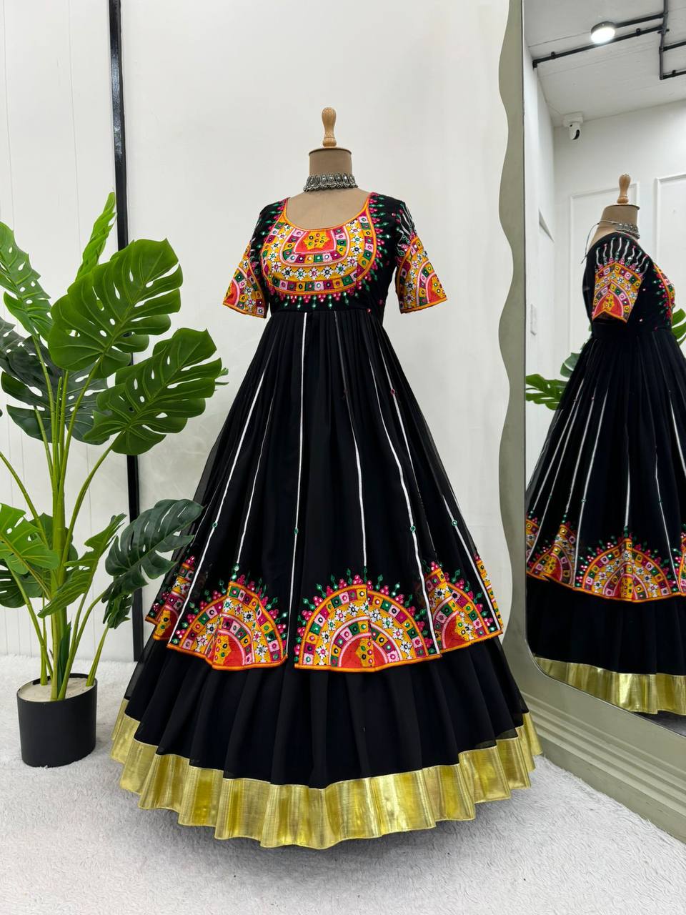 Stylish Navratri Look in Suit-Lehenga Style in Soft Georgette Fabric Designer Suit for Upcoming Navratri Festivals