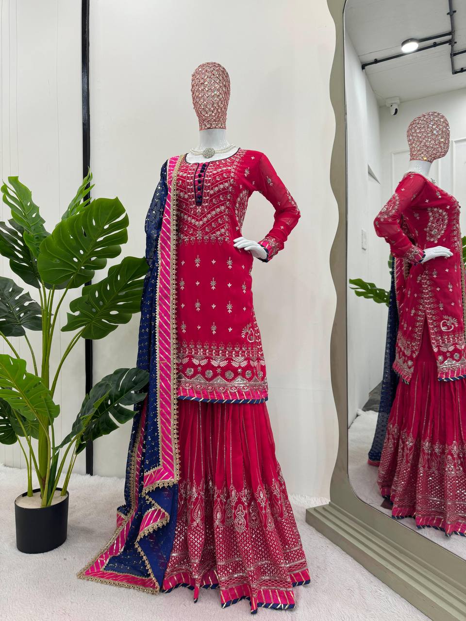 Pretty Pink Sharara in Soft Georgette Fabric Designer Suit for Upcoming Functions and Festivals