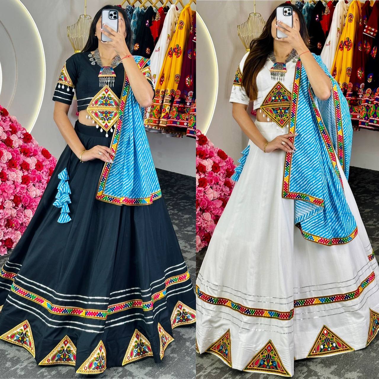 Navratri Special Fully Flaired Cotton Fabric Base Lehenga Choli Set