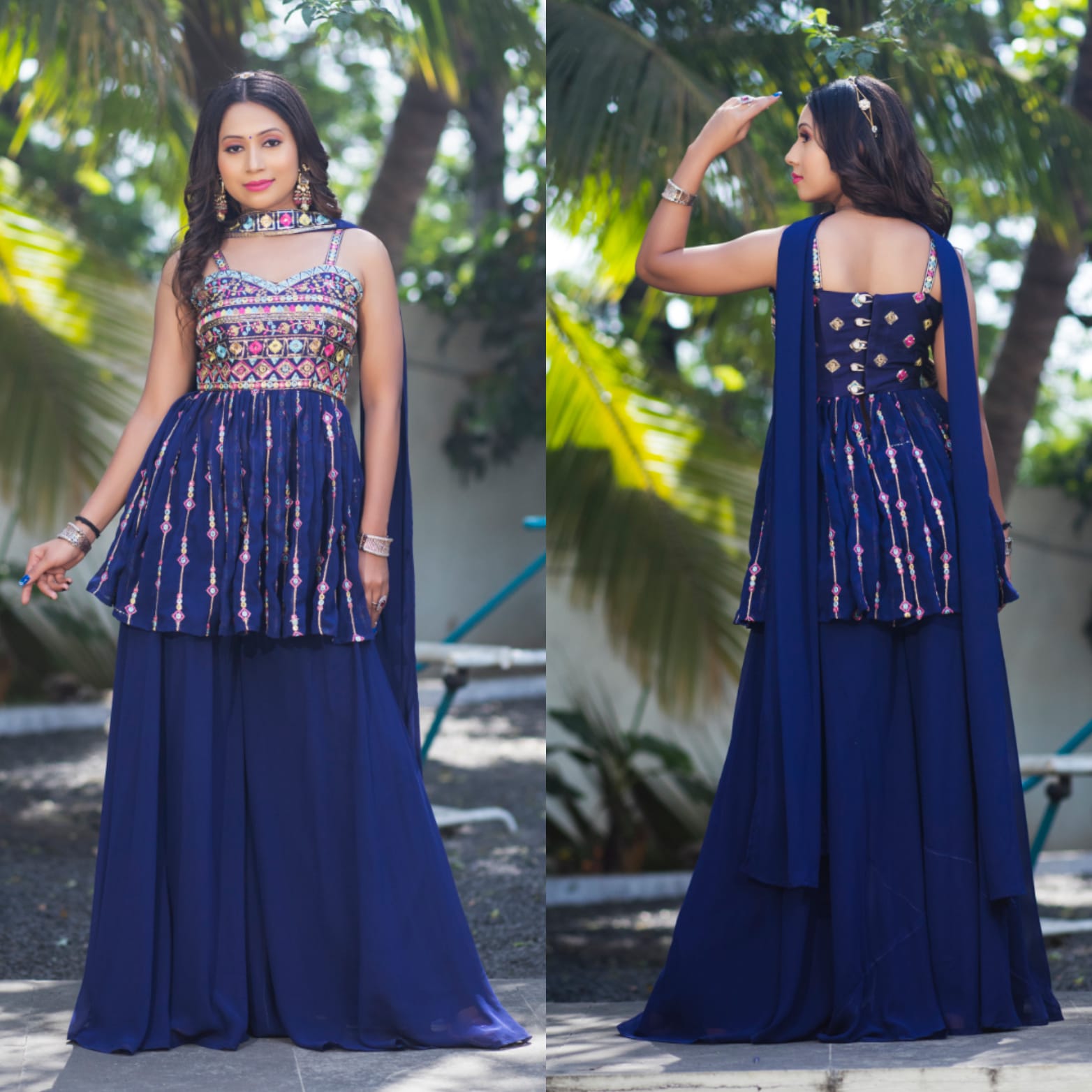 Deep Green Peplum Top With Sharara | Peplum top outfits, Designer party  wear dresses, Designer dresses indian